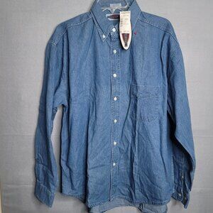 Vtg Montgomery Ward Buffer Zone Mens Denim Long Sleeve Size LARGE NWT Shirt